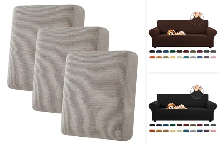 Detailed view of Best Checked Jacquard Slipcovers: Stylish, Soft & Protective