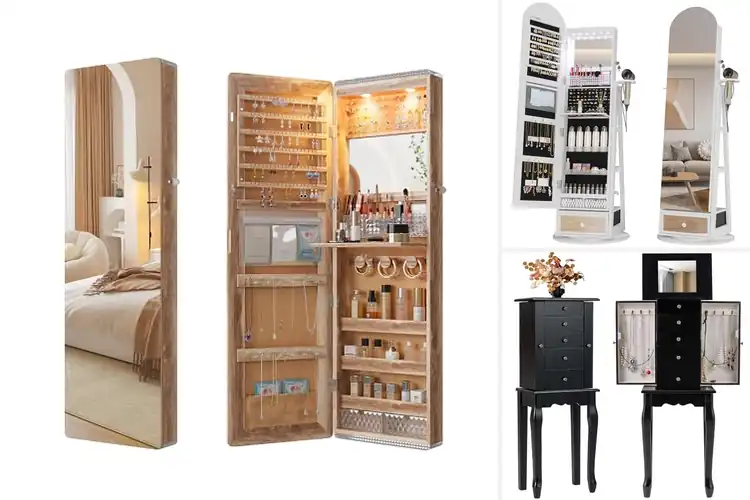 Detailed view of Best FSC-Certified Wood Jewelry Cabinet