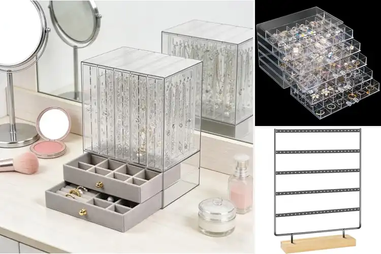 Detailed view of Best Jewelry Organization with 120 Earring Slots